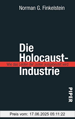 Binding : Taschenbuch, Edition : 9., Aufl., Label : Piper Taschenbuch, Publisher : Piper Taschenbuch, NumberOfItems : 1, medium : Taschenbuch, numberOfPages : 248, publicationDate : 2002-06-01, authors : Finkelstein, Norman G., translators : Helmut Reuter, languages : german, ISBN : 3492235808