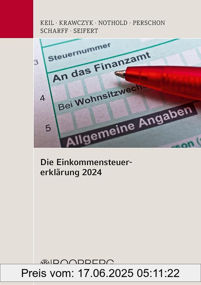 Binding : paperback, Edition : 1., Label : Die Einkommensteuererklärung 2024 : Mitarbeiterfortbildung, Stand : November 2024, medium : paperback, numberOfPages : 486, publicationDate : 2025-01-09, languages : german, ISBN : 3415076938