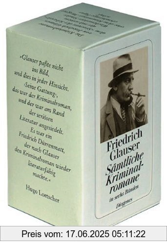 Binding : Taschenbuch, Edition : 13., Aufl., Label : Diogenes, Publisher : Diogenes, NumberOfItems : 6, medium : Taschenbuch, numberOfPages : 1568, publicationDate : 1989-01-01, authors : Friedrich Glauser, languages : german, ISBN : 3257217404