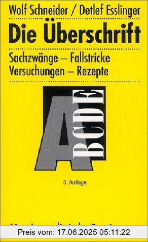 Binding : Taschenbuch, Label : List Hardcover, Publisher : List Hardcover, medium : Taschenbuch, numberOfPages : 150, publicationDate : 1993-04-01, authors : Detlef Esslinger, languages : german, ISBN : 3471777547