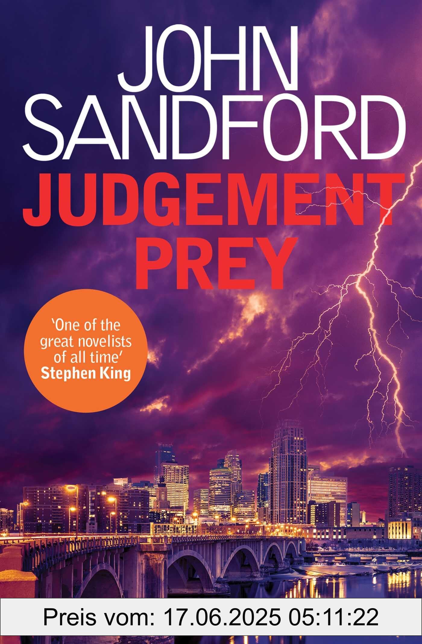 Binding : paperback, Label : Judgement Prey : A Lucas Davenport & Virgil Flowers thriller, medium : paperback, numberOfPages : 352, publicationDate : 2024-04-25, releaseDate : 2024-04-25, languages : english, ISBN : 1398523917