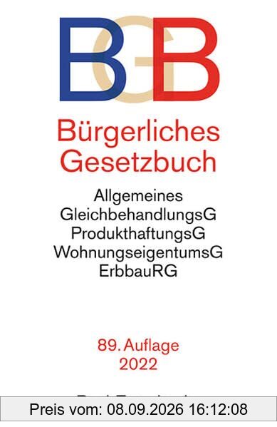 Bürgerliches Gesetzbuch: mit Allgemeinem Gleichbehandlungsgesetz, Produkthaftungsgesetz, Unterlassungsklagengesetz, Wohnungseigentumsgesetz, ... und Erbbaurechtsgesetz (Beck-Texte im dtv)