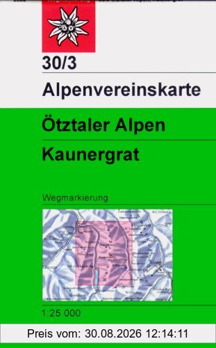 Ötztaler Alpen - Kaunergrat: Topographische Karte 1:25000