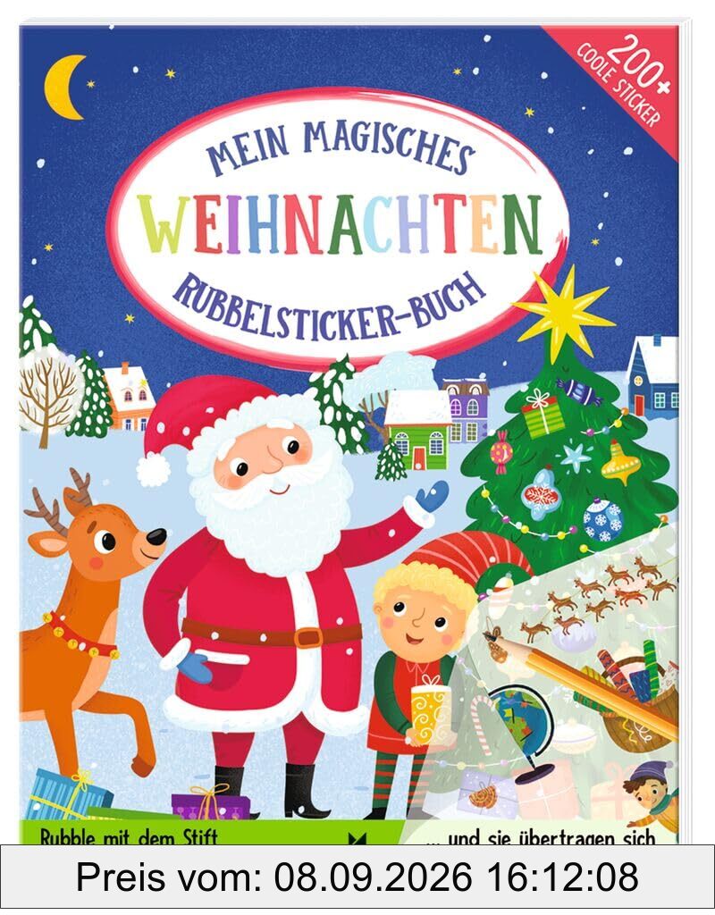 moses. Mein magisches Rubbelsticker-Buch Weihnachten, Spannende Fakten für Weihnachtswichtel mit DIY-Feeling, über 200 coole Rubbelbilder für Kinder, kreatives Beschäftigungsbuch ab 4 Jahren