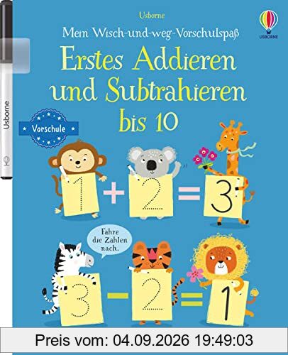 Mein Wisch-und-weg-Vorschulspaß: Erstes Addieren und Subtrahieren bis 10: mit abwischbarem Stift
