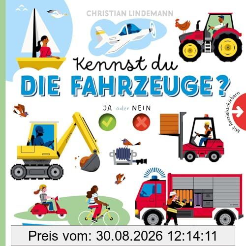 Kennst du die Fahrzeuge?: Pappbilderbuch über Fahrzeuge in der Luft, im Wasser und auf der Straße - mit Schiebern zum Rausziehen und Mitraten für Kinder ab 2 Jahren