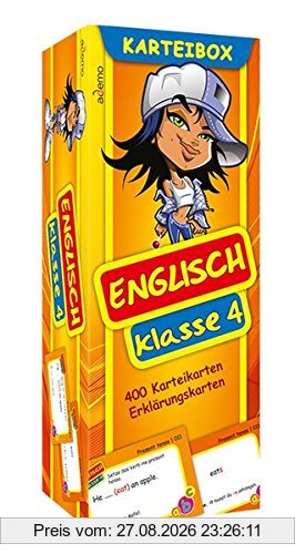 Karteibox Englisch Klasse 4: mit farbigen Karteikarten