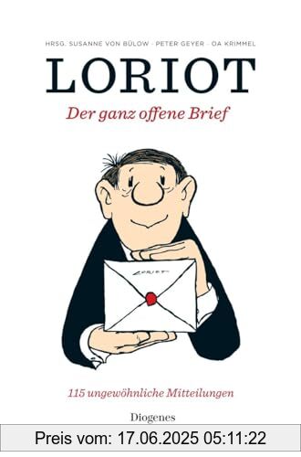 Binding : Gebundene Ausgabe, Edition : 1, Label : Diogenes, Publisher : Diogenes, medium : Gebundene Ausgabe, numberOfPages : 280, publicationDate : 2023-10-25, authors : Loriot, publishers : Bülow, Susanne von, Oliver A. Krimmel, Peter Geyer, ISBN : 3257021917