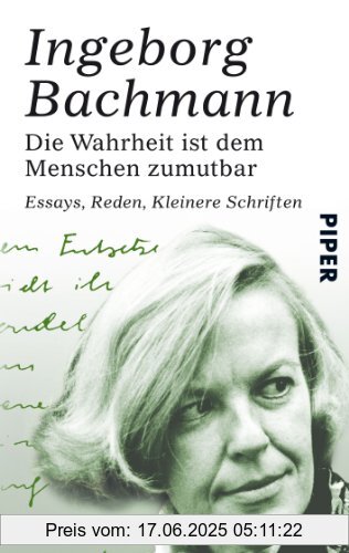 Binding : Taschenbuch, Label : Piper Taschenbuch, Publisher : Piper Taschenbuch, medium : Taschenbuch, numberOfPages : 192, publicationDate : 2011-11-10, authors : Ingeborg Bachmann, publishers : Christine Koschel, Weidenbaum, Inge von, Clemens Münster, languages : german, ISBN : 3492272576