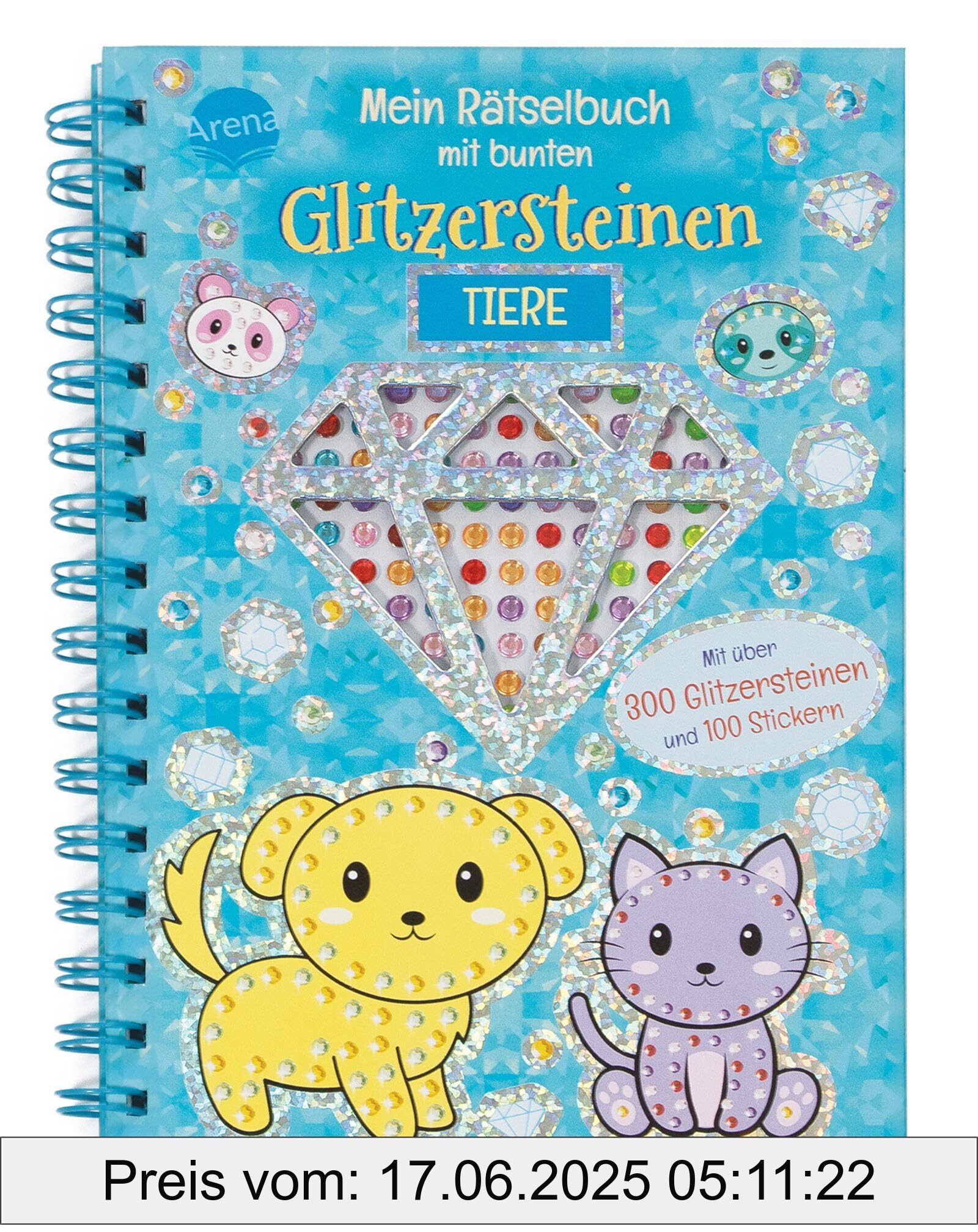 Binding : paperback, Label : Mein Rätselbuch mit bunten Glitzersteinen. Tiere : Funkelnder Rätselspaß mit Glitzersteinen und Stickern für Kinder ab 5 Jahren (Bücher mit bunten Glitzersteinen), medium : paperback, numberOfPages : 40, publicationDate : 2025-01-14, languages : german, ISBN : 3401721852