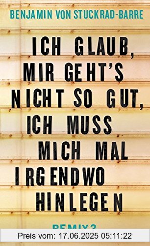 Binding : Gebundene Ausgabe, Label : Kiepenheuer&Witsch, Publisher : Kiepenheuer&Witsch, medium : Gebundene Ausgabe, numberOfPages : 320, publicationDate : 2018-03-08, releaseDate : 2018-03-08, authors : Stuckrad-Barre, Benjamin von, ISBN : 3462051814