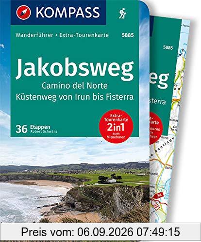 KOMPASS Wanderführer Jakobsweg Camino del Norte: Wanderführer mit Extra-Tourenkarte 1:50.000, 60 Touren, GPX-Daten zum Download