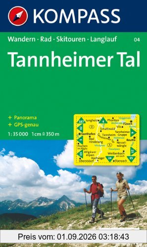 Tannheimer Tal: Wander-, Bike- und Skitourenkarte. Mit Panorama. GPS-genau. 1:35.000