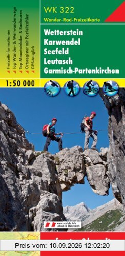 Freytag Berndt Wanderkarten, WK 322, Wetterstein - Karwendel - Seefeld - Leutasch - Garmisch-Partenkirchen - Maßstab 1:50 000: Ortsverzeichnis. ... Tourenvorschläge. Mit Radwanderrouten