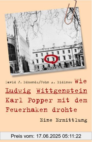 Binding : Gebundene Ausgabe, Label : Deutsche Verlags-Anstalt DVA, Publisher : Deutsche Verlags-Anstalt DVA, medium : Gebundene Ausgabe, numberOfPages : 283, publicationDate : 2001-01-01, authors : Edmonds, David J., Eidinow, John A., languages : german, ISBN : 3421053561