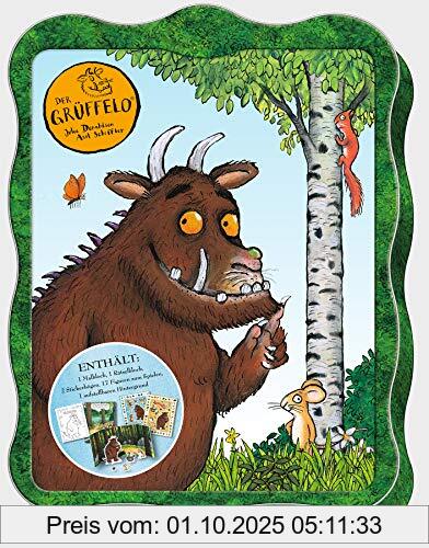 Der Grüffelo: Mal- und Spielspaß mit dem Grüffelo: Geschenkbox mit Malblock, Rätselblock, 17 Spielfiguren und Spielszene, 2 Stickerbögen