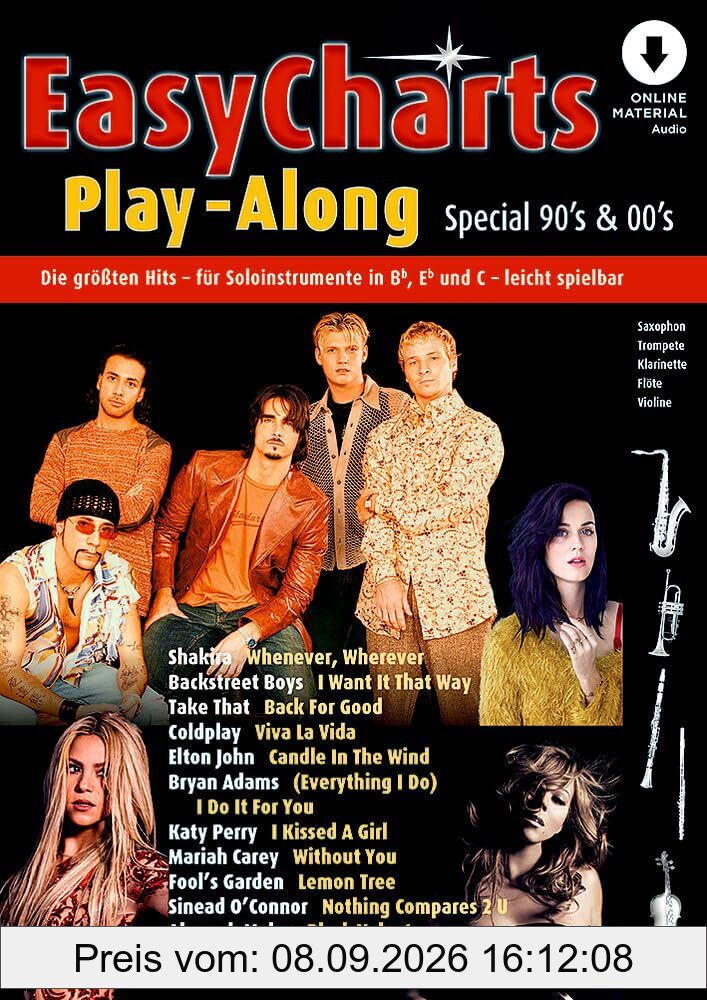 Easy Charts Play-Along Special 90's & 00's: Die größten Hits spielerisch leicht gesetzt. C/Eb/Bb-Instrument. Spielbuch.