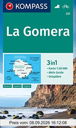 KOMPASS Wanderkarte 231 La Gomera 1:30.000: 3in1 Wanderkarte, mit Aktiv Guide und Ortsplänen. Fahrradfahren.