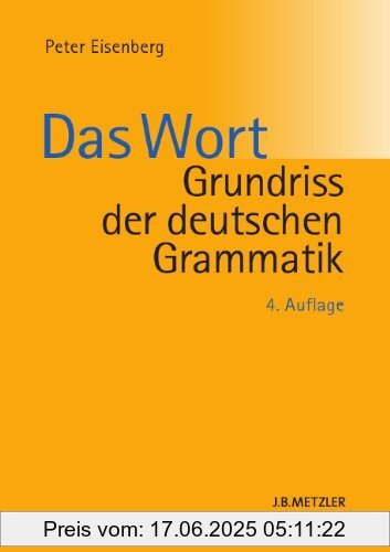 Binding : Gebundene Ausgabe, Edition : 4., aktualisierte und überarbeitete Auflage, Label : Metzler, J B, Publisher : Metzler, J B, medium : Gebundene Ausgabe, numberOfPages : 527, publicationDate : 2013-07-15, authors : Peter Eisenberg, languages : german, ISBN : 3476024253