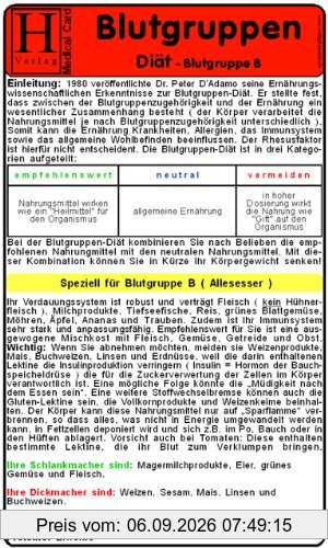 Blutgruppen Diät - Blutgruppe B - Medical Card