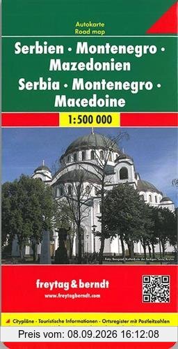 Freytag-Berndt Autokarten, Serbien - Montenegro - Mazedonien - Maßstab 1:500 000 (freytag & berndt Auto + Freizeitkarten)