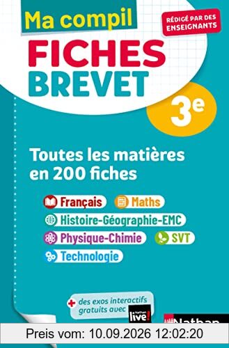 Ma compil fiches brevet 3e : toutes les matières en 200 fiches