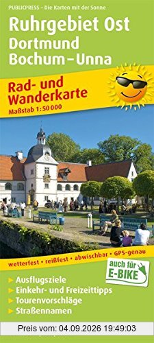 Ruhrgebiet Ost, Dortmund, Bochum - Unna: Rad- und Wanderkarte mit Straßennamen, Ausflugszielen, Einkehr- & Freizeittipps, wetterfest, reissfest, ... 1:50000 (Rad- und Wanderkarte / RuWK)