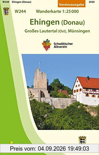 W244 Ehingen (Donau) - Großes Lautertal (Ost), Münsingen: Wanderkarte 1:25.000 (Wanderkarten 1:25 000)