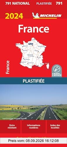 Michelin Frankreich 2024 (plastifiziert): Straßen- und Tourismuskarte 1:1.000.000 Autoren (MICHELIN Nationalkarten)