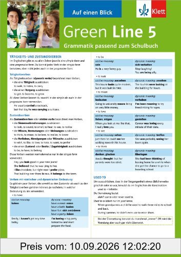 Green Line 5 - Auf einen Blick: Grammatik passend zum Schulbuch - Klappkarte (6 Seiten)