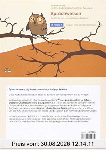 Sprachwissen - Die Kartei zum selbstständigen Arbeiten: Kartei ab 2. Schuljahr