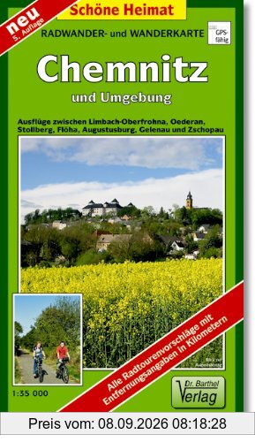 Doktor Barthel Wander- und Radwanderkarten, Wander- und Radwanderkarte Chemnitz und Umgebung: Ausflüge zwischen Limbach-Oberfrohna, Oederan, Flöha, Augustusburg, Gelenau und Zschopau