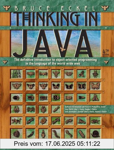 Binding : Taschenbuch, Edition : 4th ed. For JAVA SE5/6., Label : Prentice Hall International, Publisher : Prentice Hall International, NumberOfItems : 1, PackageQuantity : 1, medium : Taschenbuch, numberOfPages : 1482, publicationDate : 2006-02-10, authors : Bruce Eckel, languages : english, ISBN : 0131872486