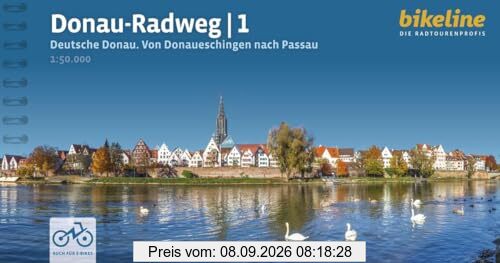 Donauradweg / Donau-Radweg 1: Deutsche Donau. Von Donaueschingen nach Passau, 1:50.000, 600 km, GPS-Tracks Download, LiveUpdate