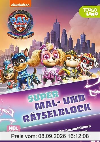 PAW Patrol - Der Mighty Kinofilm: Super Mal- und Rätselblock: Coole Ausmalbilder und Rätsel zum neuen Kinofilm | (ab 3 Jahren)