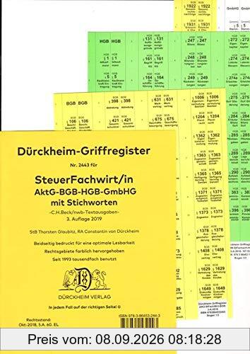 SteuerFachwirt/in - Wirtschaftsgesetze (BGB-HGB-GmbHG) Dürckheim-Register Nr. 2443 mit Stichworten: 102 Registeretiketten für das BGB, HGB, GmbHG mit ... vom Verlag C.H. Beck oder nwb-Textsammlung