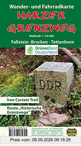 Harzer Grenzweg: Wander- und Fahrradkarte Fallstein - Brocken - Tettenborn
