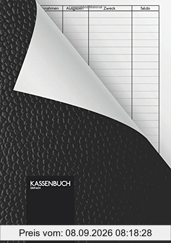 Kassenbuch - einfach: 110 Seiten | DIN A5 | einfaches Einnahmen-Ausgaben Buch im edlen schwarzen Leder-Look ( Softcover )
