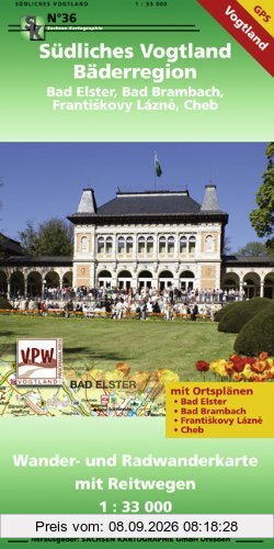 Südliches Vogtland - Bäderregion Bad Elster - Bad Brambach - Frantiskovy Lazne - Cheb: Wander- und Radwanderkarte mit Reitwegen wetterfest - reißfest