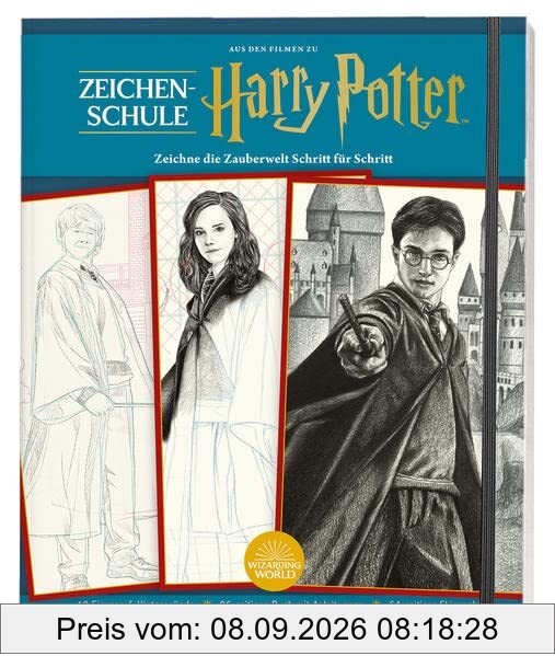 Aus den Filmen zu Harry Potter: Zeichenschule - Zeichne die Zauberwelt Schritt für Schritt: 10 Figuren & Hintergründe, 96-seitiges Buch mit Anleitung, 64-seitiger Skizzenblock