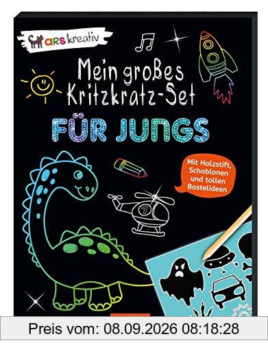 Mein großes Kritzkratz-Set - Für Jungs: Mit Holzstift, Schablonen und tollen Bastelideen