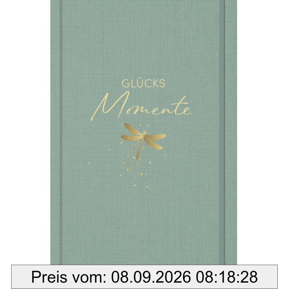 Glücksmomente Mint: Notizbuch, Ausfüllbuch mit Goldveredelung, Lesebändchen, Zetteltasche und Gummiband, A5, liniert, 200 Seiten - SchreibLiebe