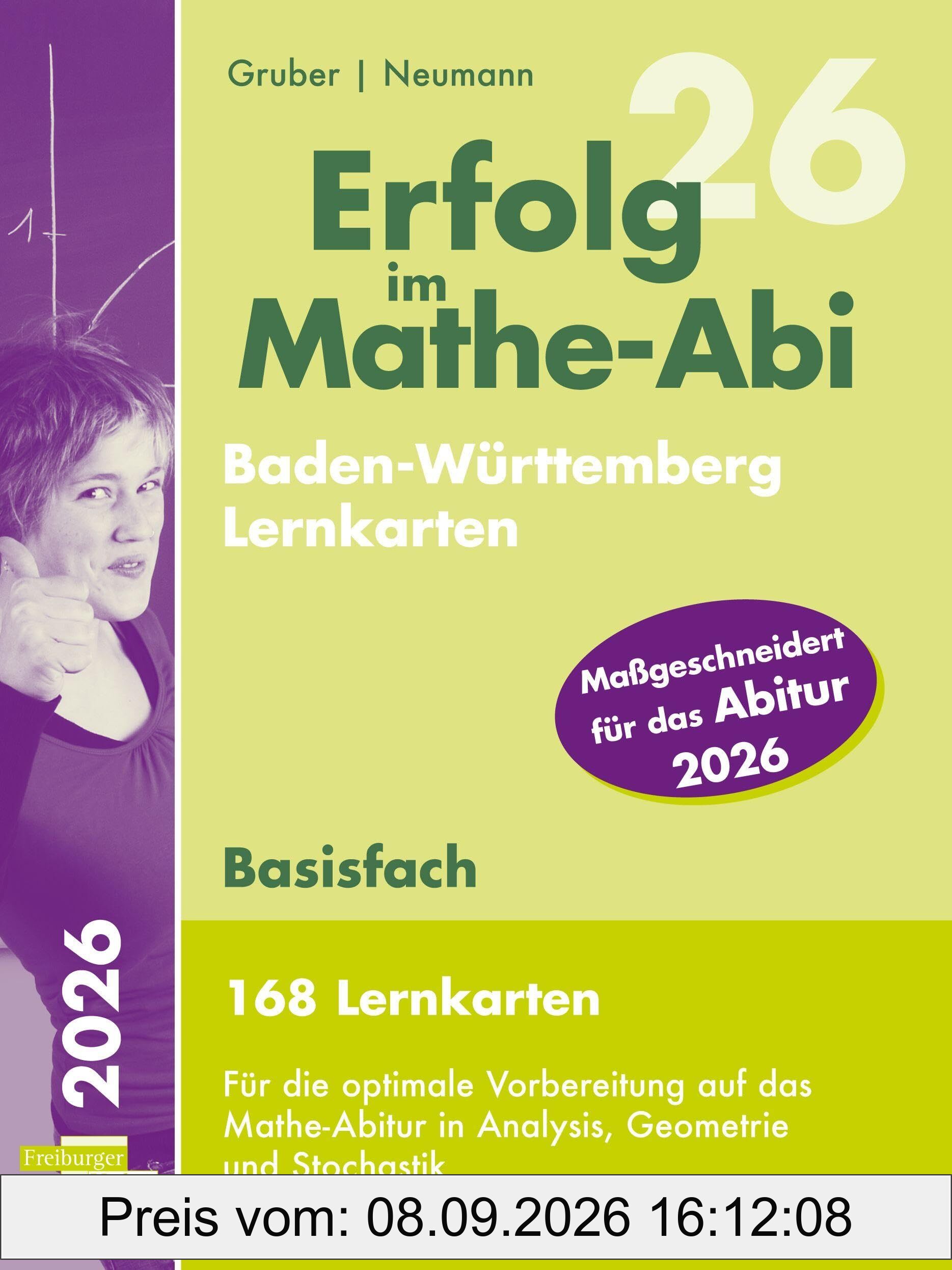 Erfolg im Mathe-Abi 2026, 168 Lernkarten Basisfach Allgemeinbildendes Gymnasium Baden-Württemberg