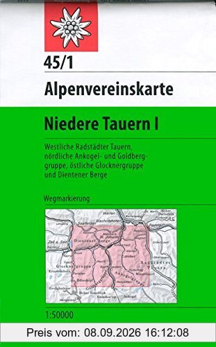 Niedere Tauern 1: Wegmarkierung - Topographische Karte 1:50.000 (Alpenvereinskarten)