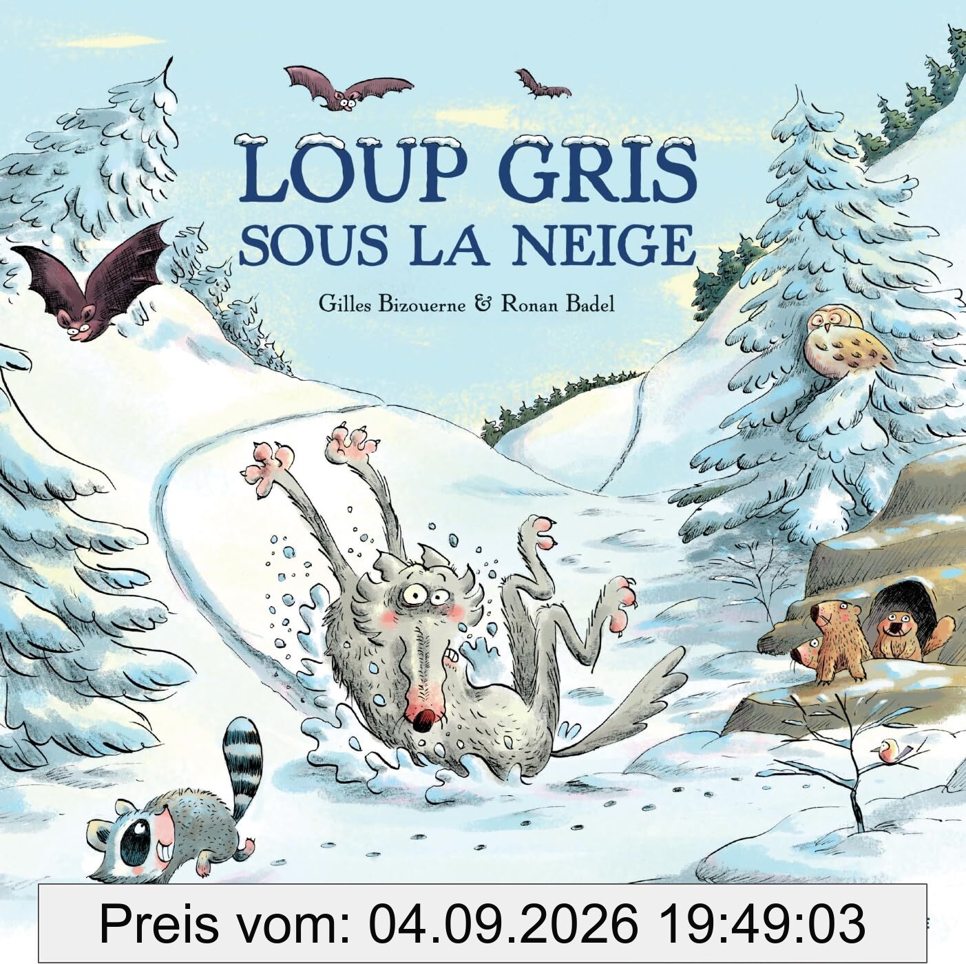 Loup gris sous la neige