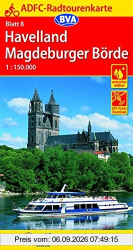 ADFC-Radtourenkarte 8 Havelland Magdeburger Börde 1:150.000, reiß- und wetterfest, GPS-Tracks Download (ADFC-Radtourenkarte 1:150000)