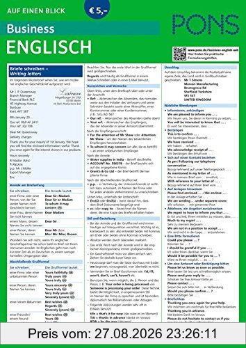 PONS Business English auf einen Blick: Die kompakte Übersicht für den Büroalltag (PONS Auf einen Blick)