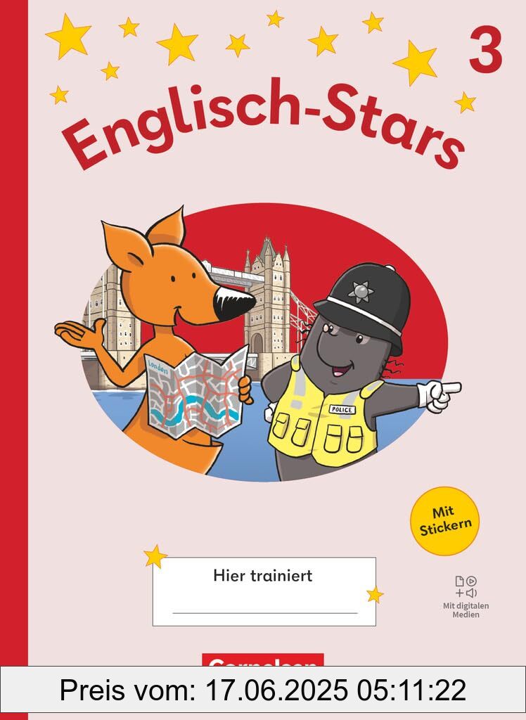 Binding : perfect, Label : Englisch-Stars - Allgemeine Ausgabe 2025 - 3. Schuljahr : Übungsheft - Mit Lösungen und digitalen Medien, medium : perfect, numberOfPages : 96, publicationDate : 2025-02-07, releaseDate : 2025-02-07, languages : german, english, ISBN : 3464815145
