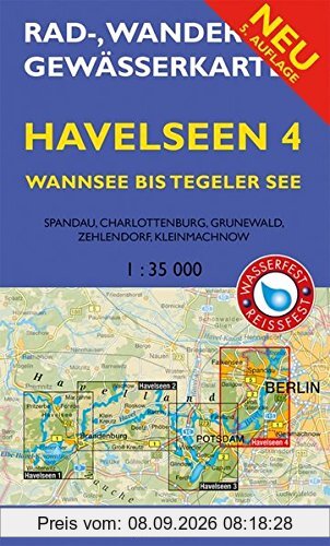 Rad-, Wander- und Gewässerkarte Havelseen 4: Wannsee bis Tegeler See: Mit Spandau, Charlottenburg, Grunewald, Zehlendorf, Kleinmachnow. Maßstab ... und Gewässerkarten Berlin/Brandenburg)