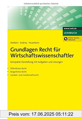 Binding : Broschiert, Edition : 1. Auflage, Label : NWB Verlag, Publisher : NWB Verlag, medium : Broschiert, numberOfPages : 277, publicationDate : 2015-11-02, authors : Johannes Dietlein, Dorothee Endriss, Andreas Feuerborn, languages : german, ISBN : 3482662614